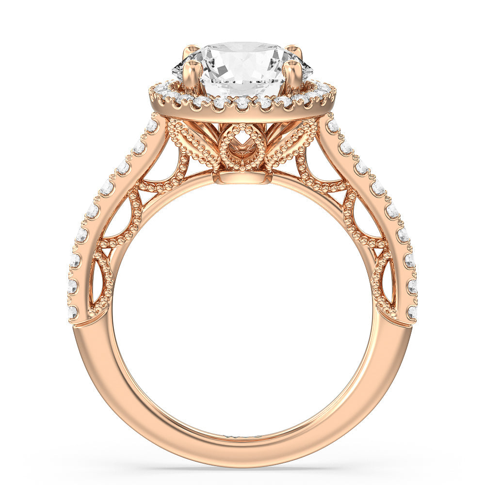 The Frick Ring with Round Cut Diamond in 14KT Rose Gold view 3
