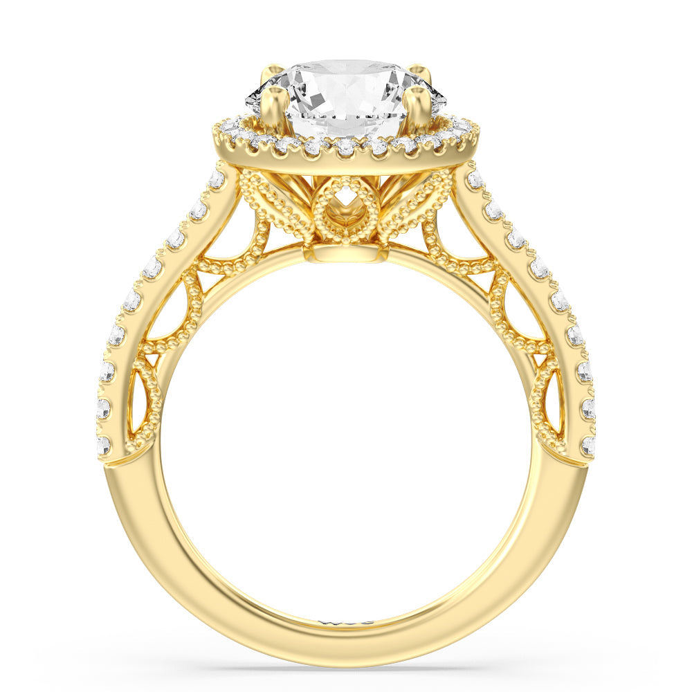The Frick Ring with Round Cut Diamond in 14KT Yellow Gold view 3
