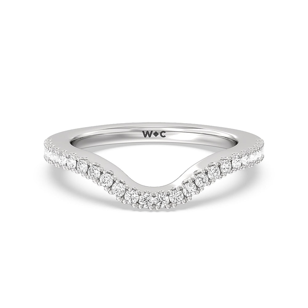 The Frick Diamond Wedding Band with Platinum Cut Diamond in 14KT Platinum view 1
