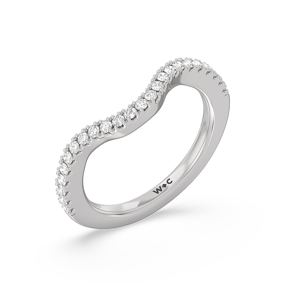 The Frick Diamond Wedding Band with Platinum Cut Diamond in 14KT Platinum view 4
