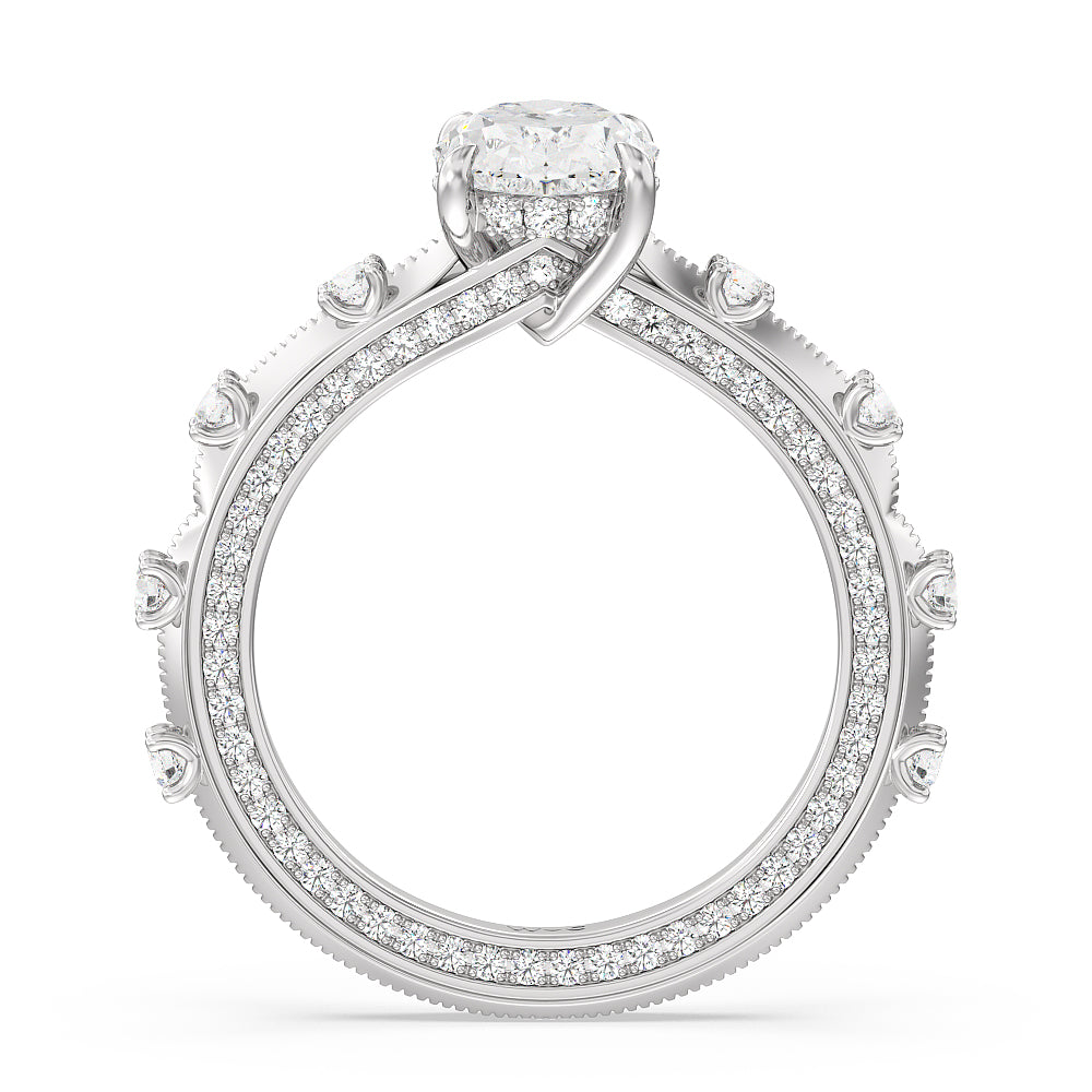 Oval Cut Celestia Hidden Halo Engagement Ring with Lab Grown Diamond in 14KT Platinum view 2

