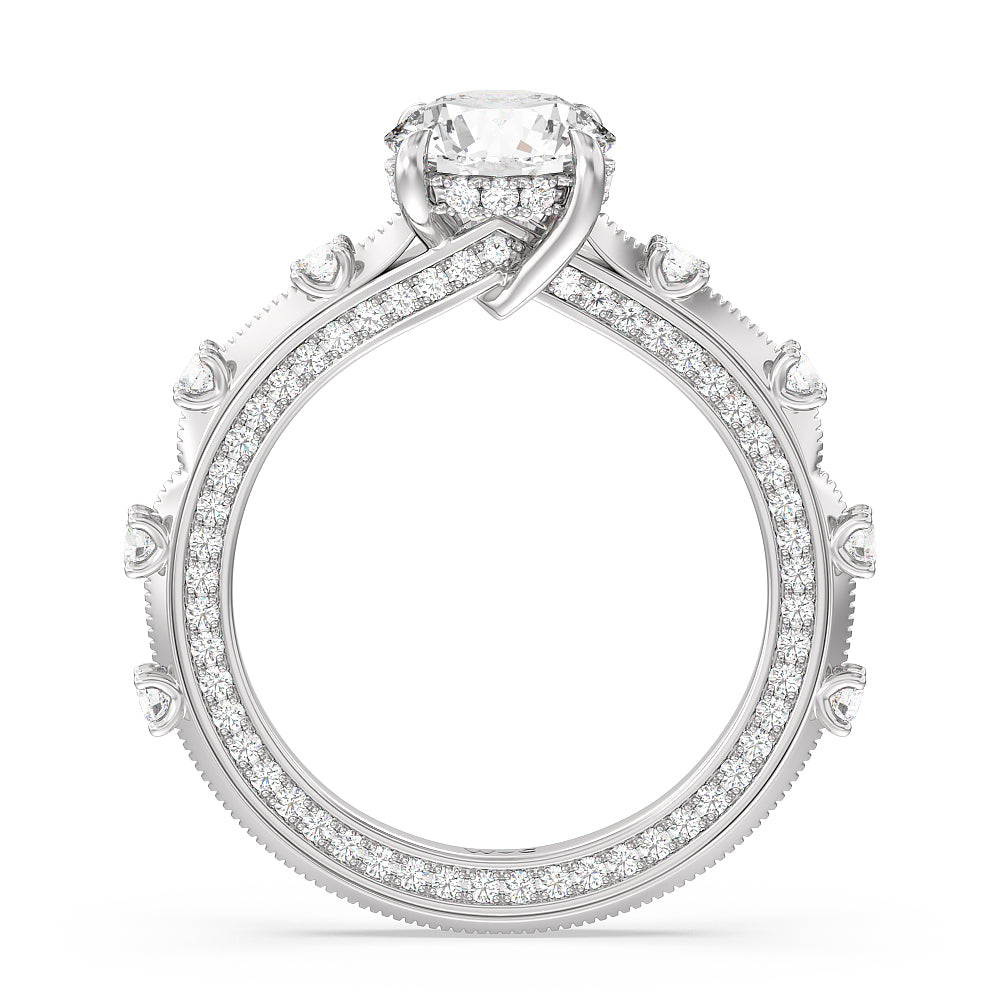 Round Cut Celestia Hidden Halo Engagement Ring with Lab Grown Diamond in 14KT Platinum view 2
