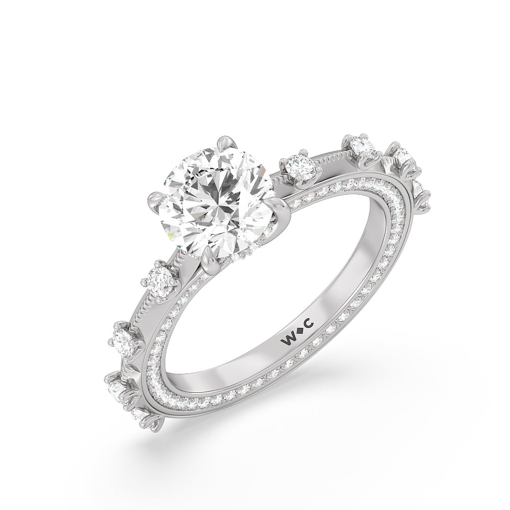 Round Cut Celestia Hidden Halo Engagement Ring with Lab Grown Diamond in 14KT Platinum view 3
