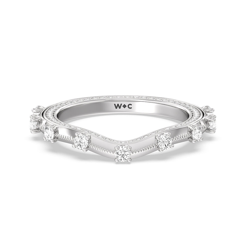 Celestia Hidden Halo Diamond Wedding Band with Platinum Cut Diamond in 14KT Platinum view 1
