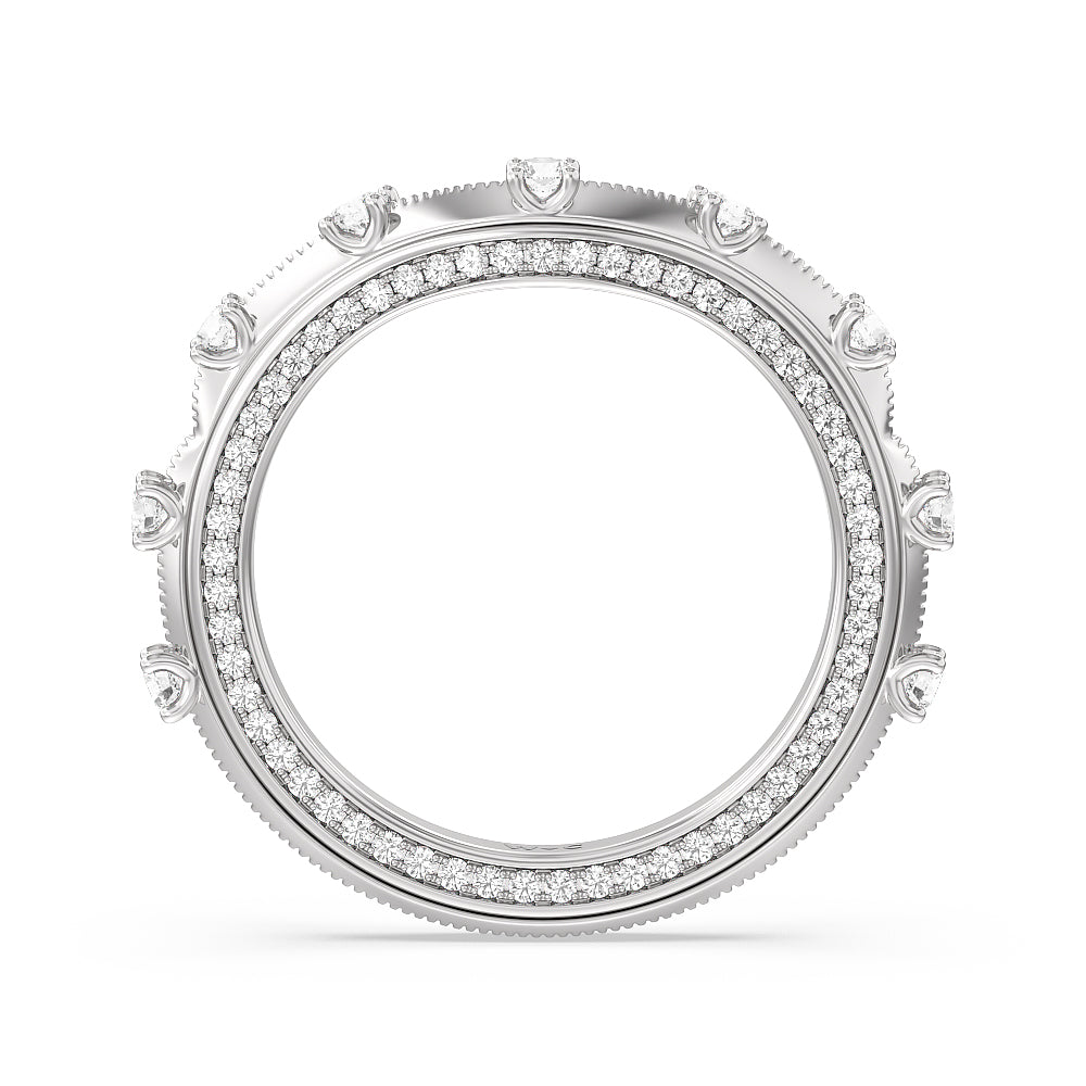 Celestia Hidden Halo Diamond Wedding Band with Platinum Cut Diamond in 14KT Platinum view 2

