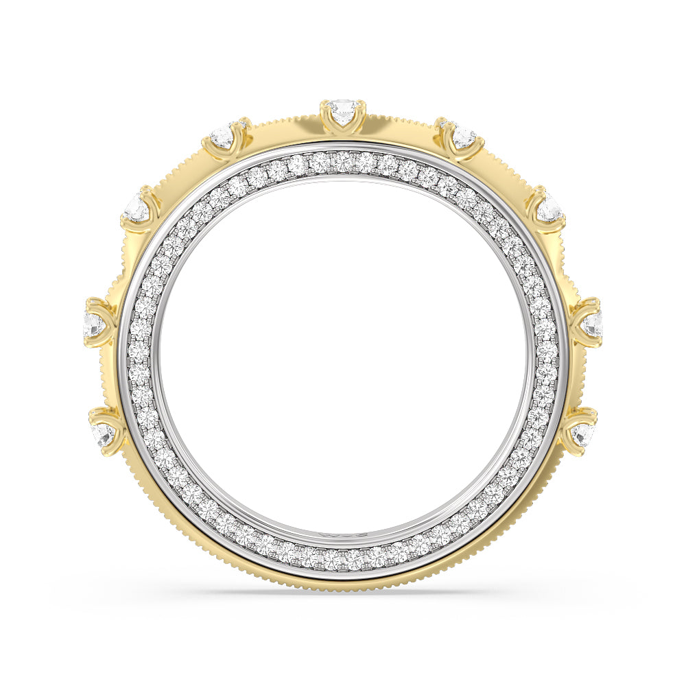 Celestia Hidden Halo Diamond Wedding Band with 18KT White & Yellow Gold Cut Diamond in 14KT White & Yellow Gold view 2
