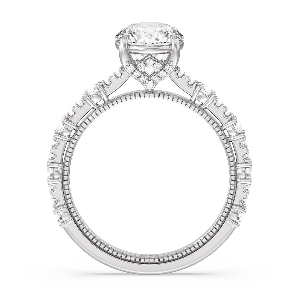 Round Cut Celestia Milgrain Engagement Ring with Lab Grown Diamond in 14KT Platinum view 2
