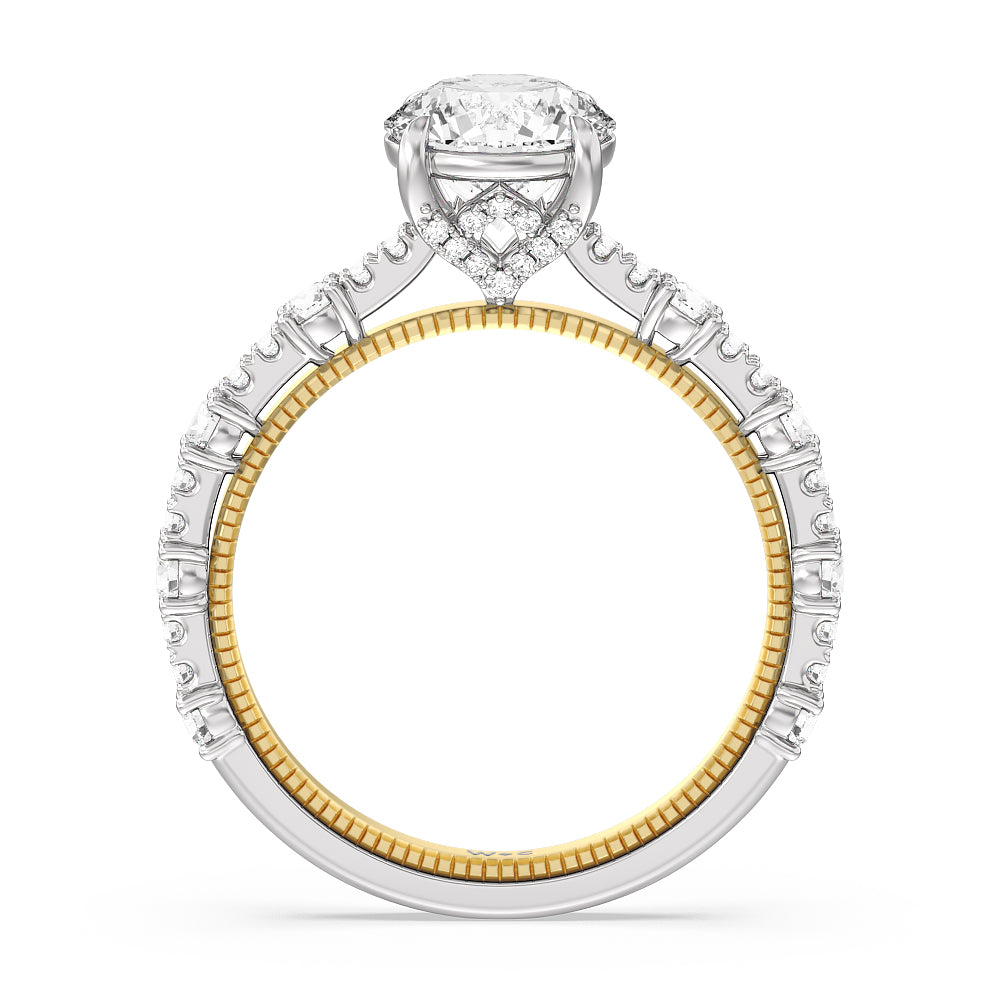 Round Cut Celestia Milgrain Engagement Ring with Lab Grown Diamond in 14KT White & Yellow Gold view 2
