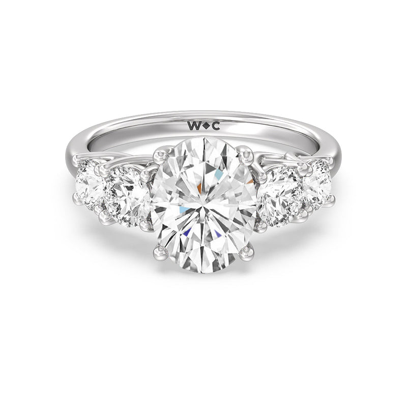 Trellis Basket Side Stone Engagement Ring