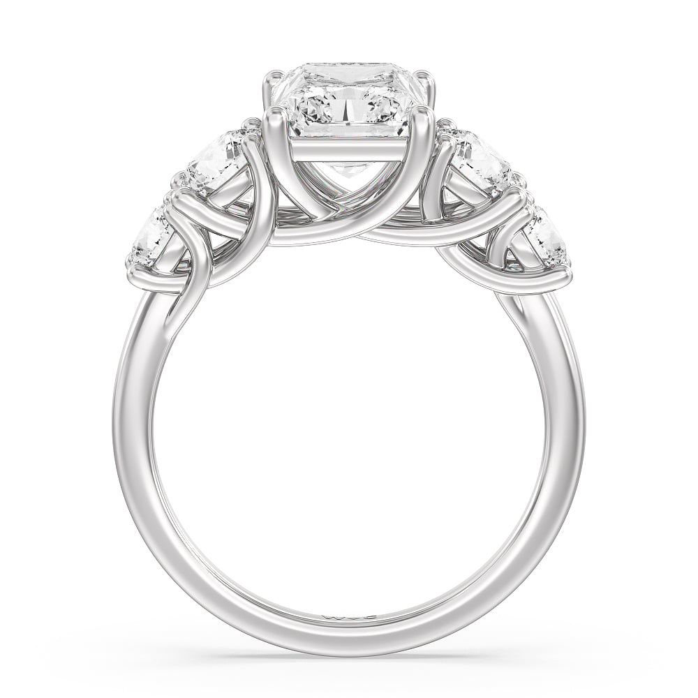 Radiant Cut Trellis Basket Side Stone Engagement Ring with Lab Grown Diamond in 14KT Platinum view 2
