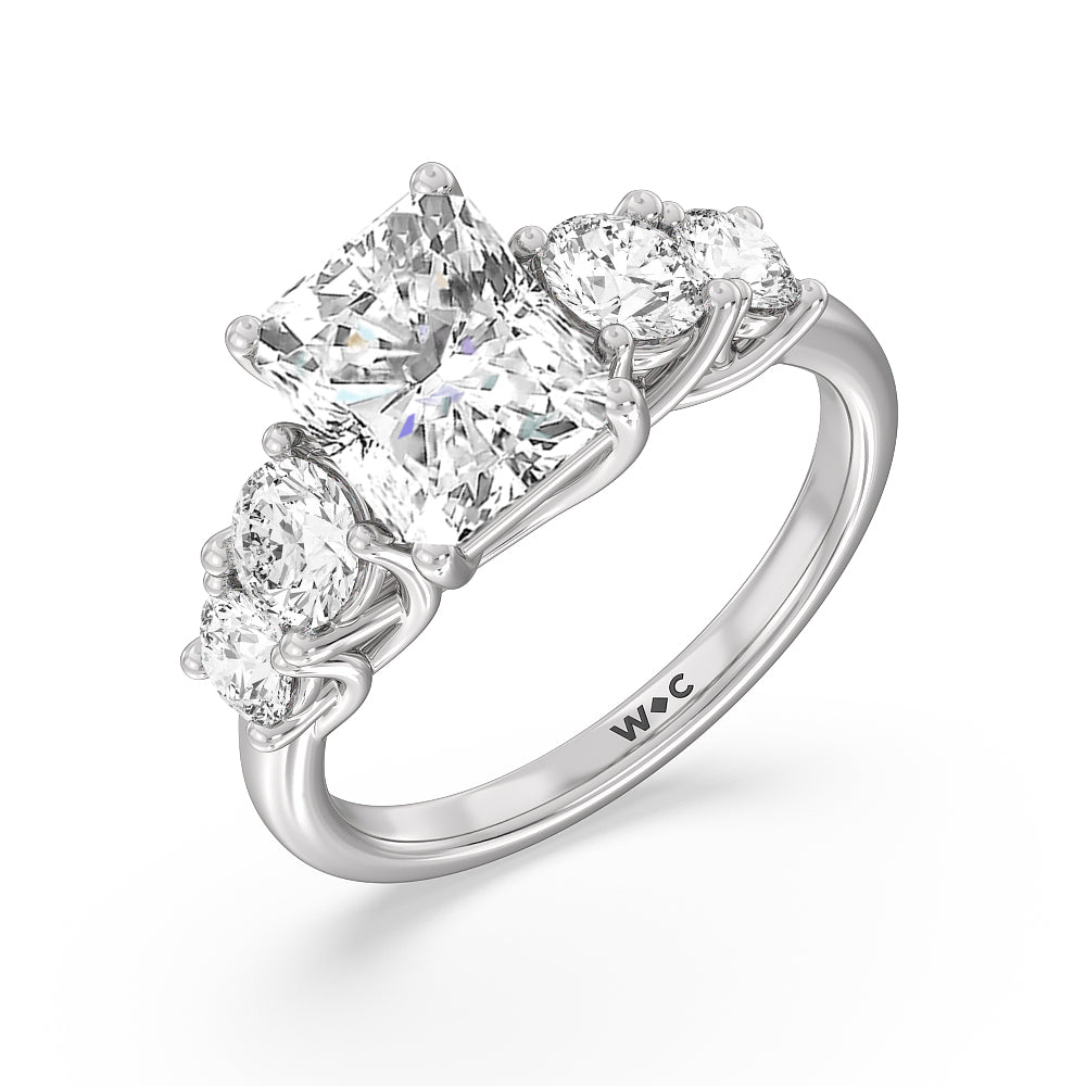Radiant Cut Trellis Basket Side Stone Engagement Ring with Lab Grown Diamond in 14KT Platinum view 3
