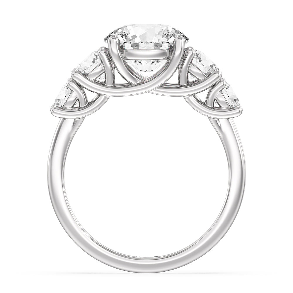 Round Cut Trellis Basket Side Stone Engagement Ring with Lab Grown Diamond in 14KT Platinum view 2

