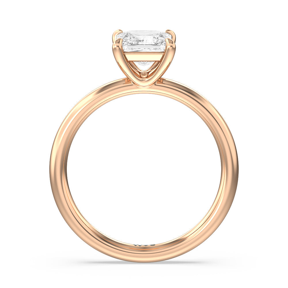 Princess Cut Classic Four Prong Petite Comfort Fit Solitaire Engagement Ring with Lab Grown Diamond in 14KT Rose Gold view 2
