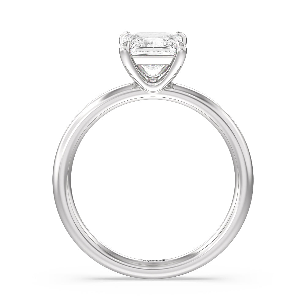 Princess Cut Classic Four Prong Petite Comfort Fit Solitaire Engagement Ring with Lab Grown Diamond in 14KT Platinum view 2
