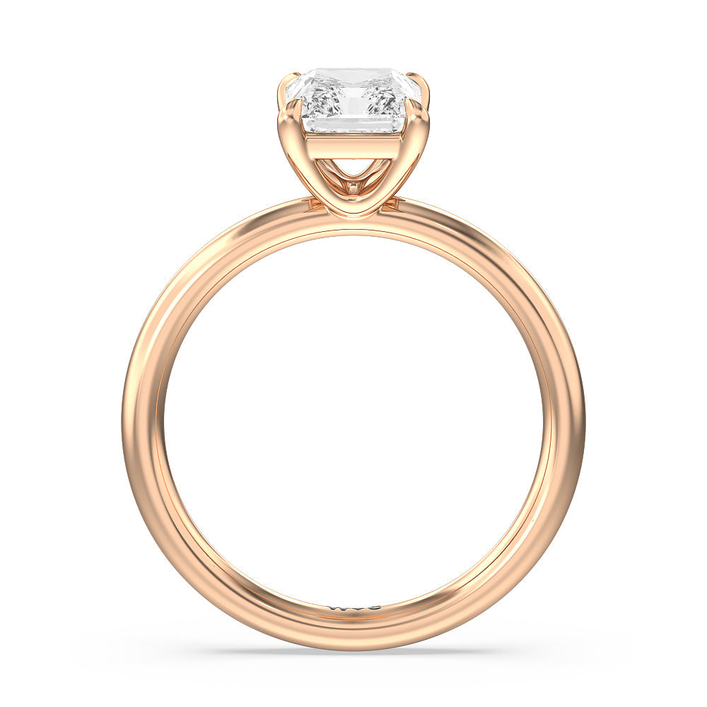 Radiant Cut Classic Four Prong Petite Comfort Fit Solitaire Engagement Ring with Lab Grown Diamond in 14KT Rose Gold view 2
