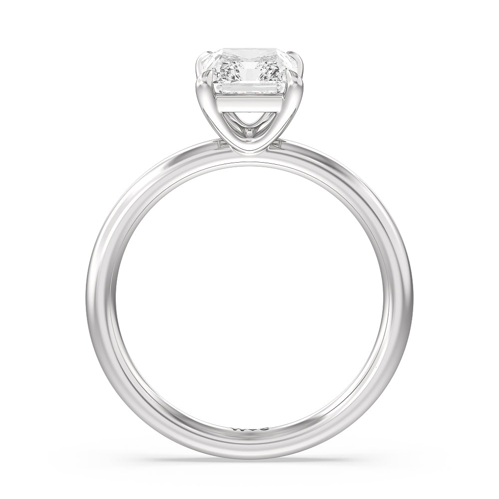 Radiant Cut Classic Four Prong Petite Comfort Fit Solitaire Engagement Ring with Lab Grown Diamond in 14KT Platinum view 2
