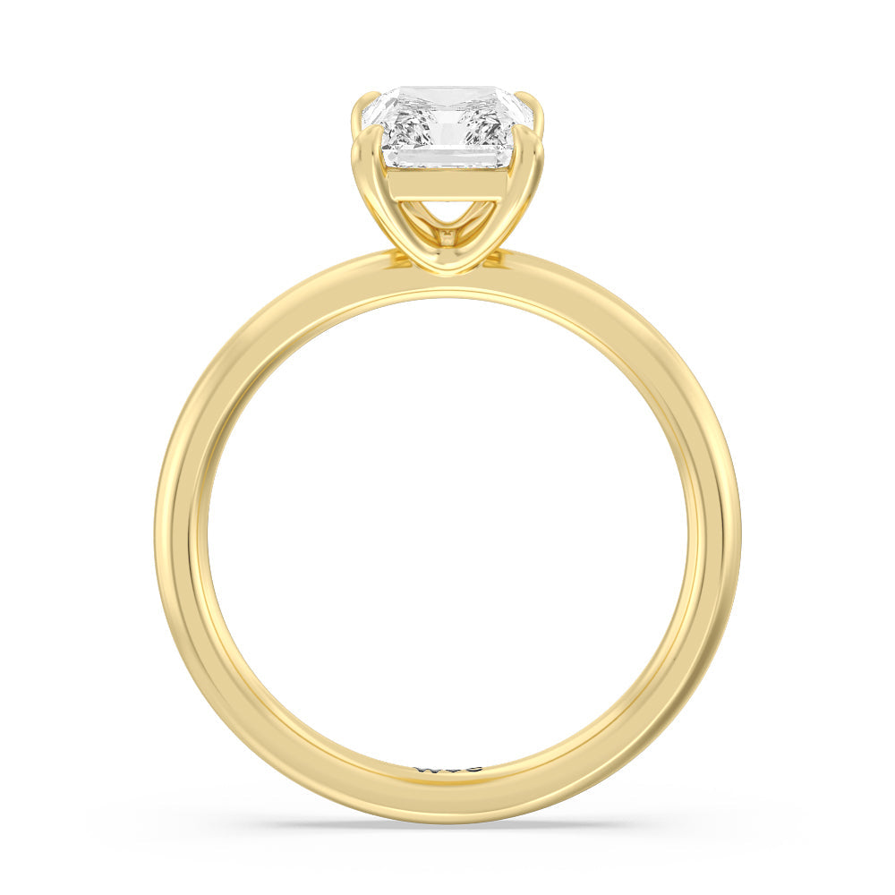 Radiant Cut Classic Four Prong Petite Comfort Fit Solitaire Engagement Ring with Lab Grown Diamond in 14KT Yellow Gold view 2
