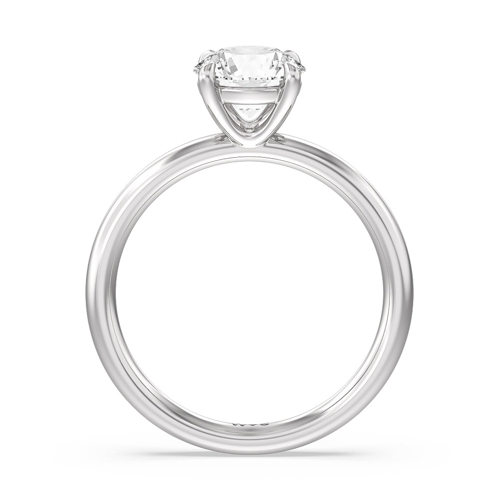 Round Cut Classic Four Prong Petite Comfort Fit Solitaire Engagement Ring with Lab Grown Diamond in 14KT Platinum view 2
