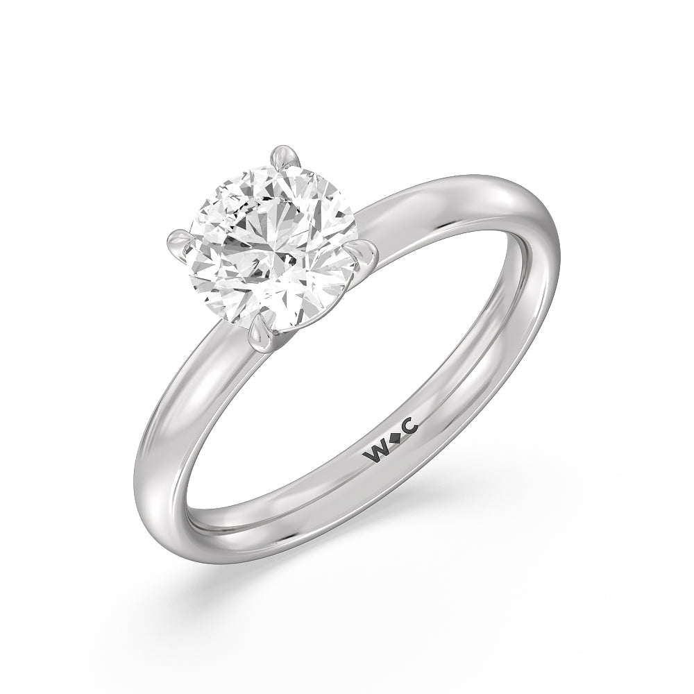 Round Cut Classic Four Prong Petite Comfort Fit Solitaire Engagement Ring with Lab Grown Diamond in 14KT Platinum view 3
