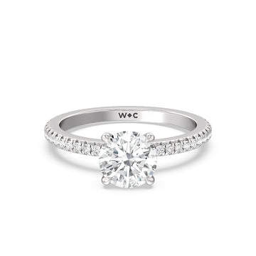 Petite French Set Diamond Engagement Ring