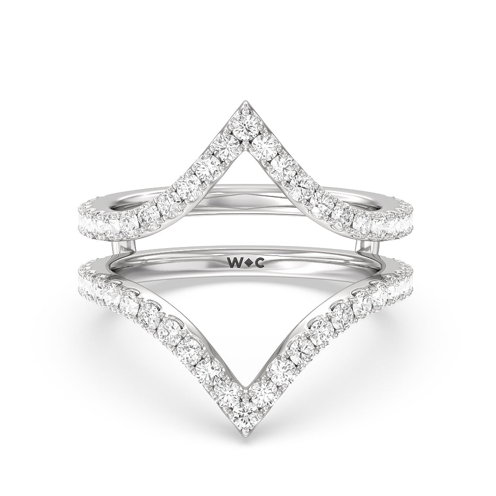 Elegance Split Shank Diamond Wedding Band with Platinum Cut Diamond in 14KT Platinum view 1
