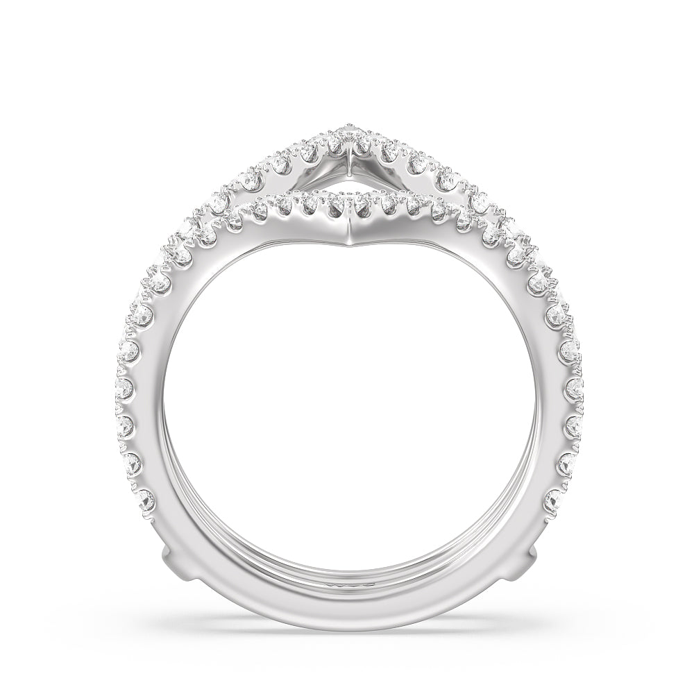 Elegance Split Shank Diamond Wedding Band with Platinum Cut Diamond in 14KT Platinum view 2
