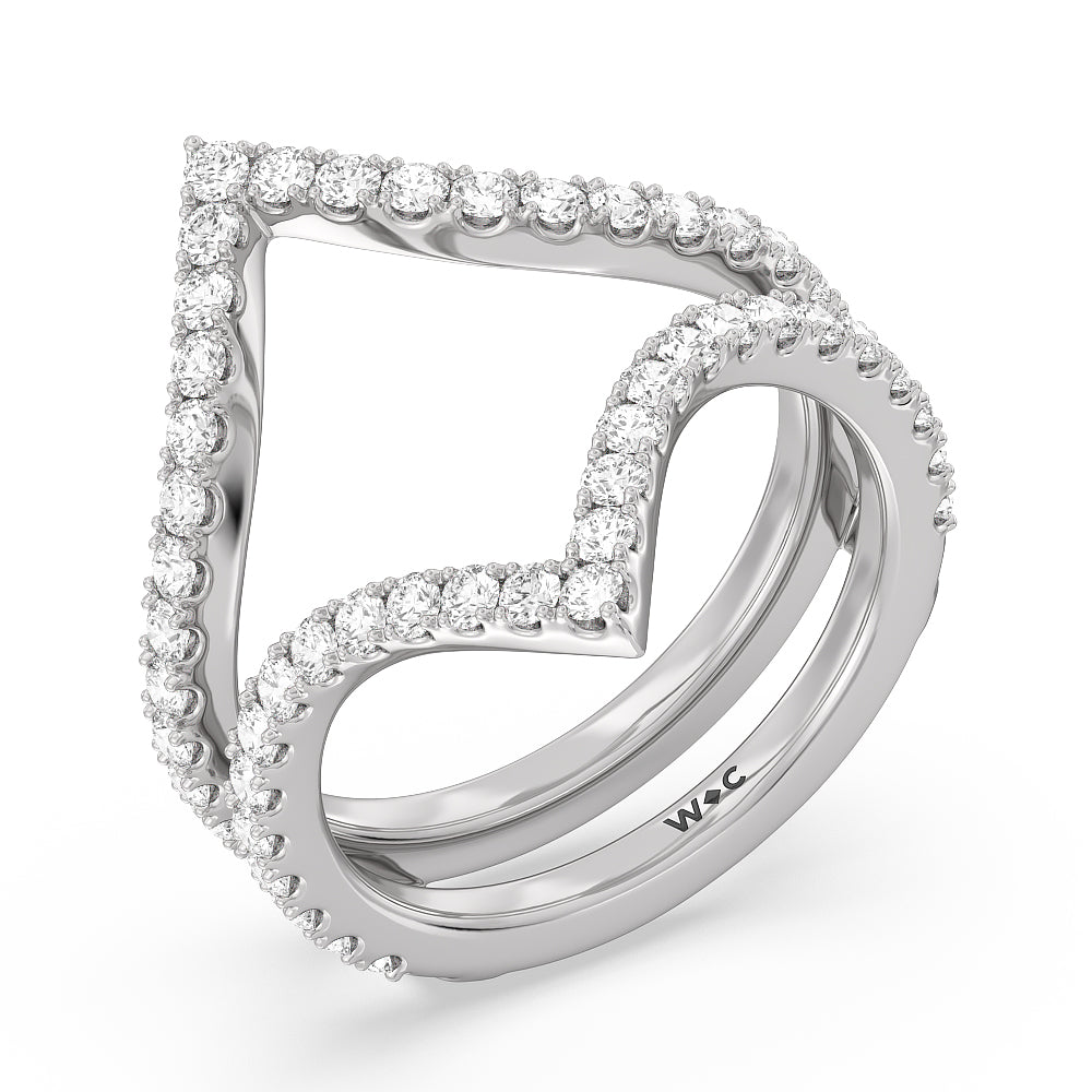 Elegance Split Shank Diamond Wedding Band with Platinum Cut Diamond in 14KT Platinum view 4
