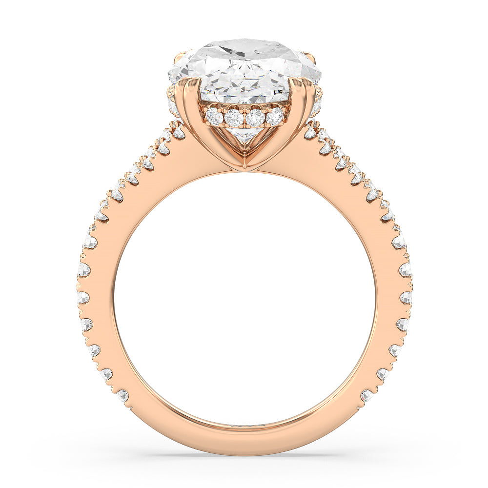 Oval Cut Elegance Pave Split Shank Engagement Ring with Lab Grown Diamond in 14KT Rose Gold view 3
