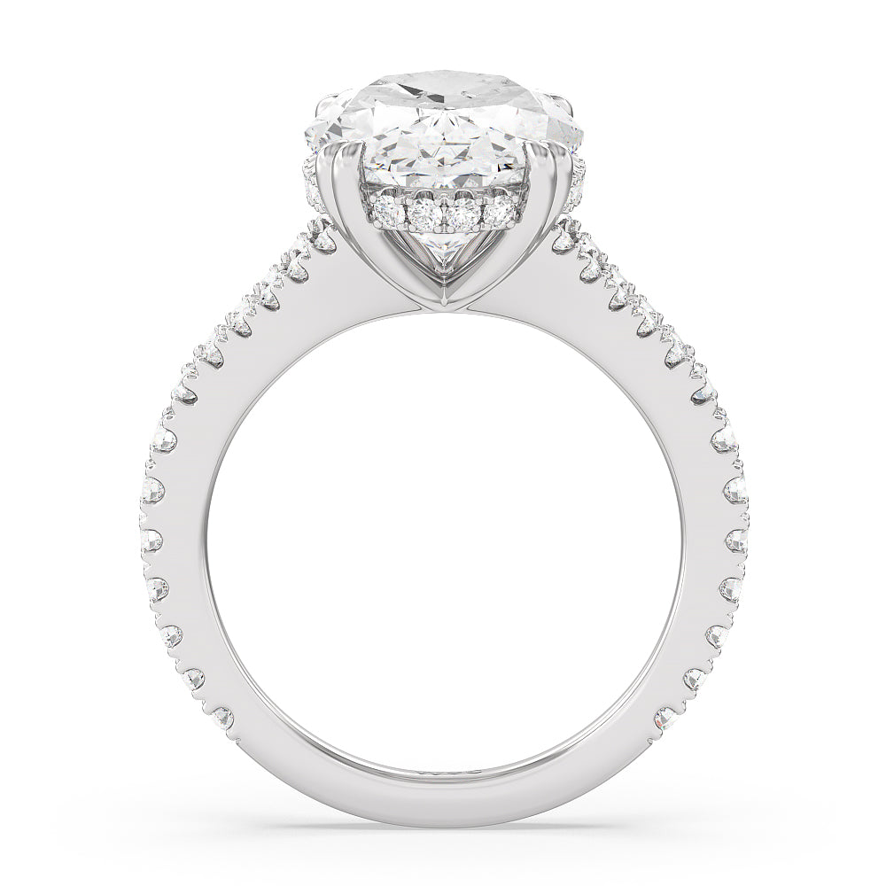 Oval Cut Elegance Pave Split Shank Engagement Ring with Lab Grown Diamond in 14KT Platinum view 3
