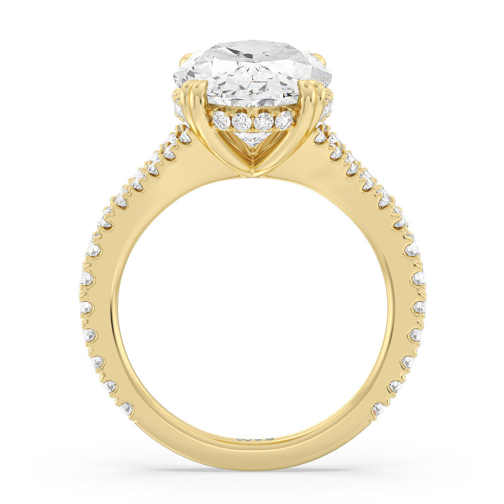 Oval Cut Elegance Pave Split Shank Engagement Ring with Lab Grown Diamond in 14KT Yellow Gold view 3
