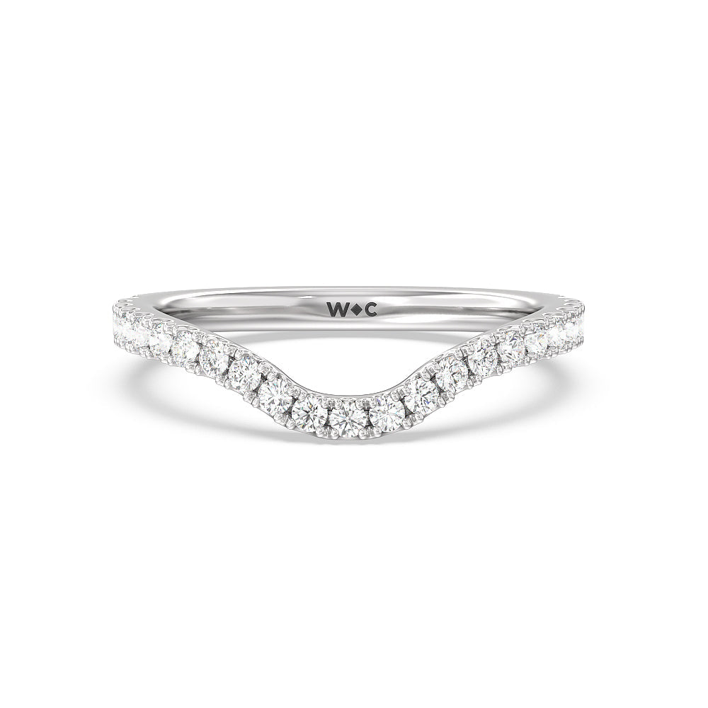 Elegance Split Shank Center Pave Diamond Wedding Band with Platinum Cut Diamond in 14KT Platinum view 1
