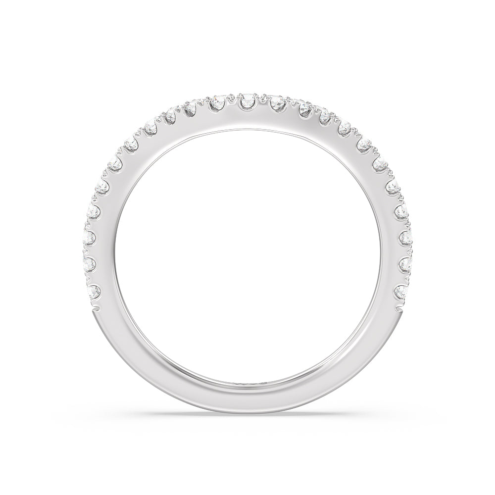 Elegance Split Shank Center Pave Diamond Wedding Band with Platinum Cut Diamond in 14KT Platinum view 2
