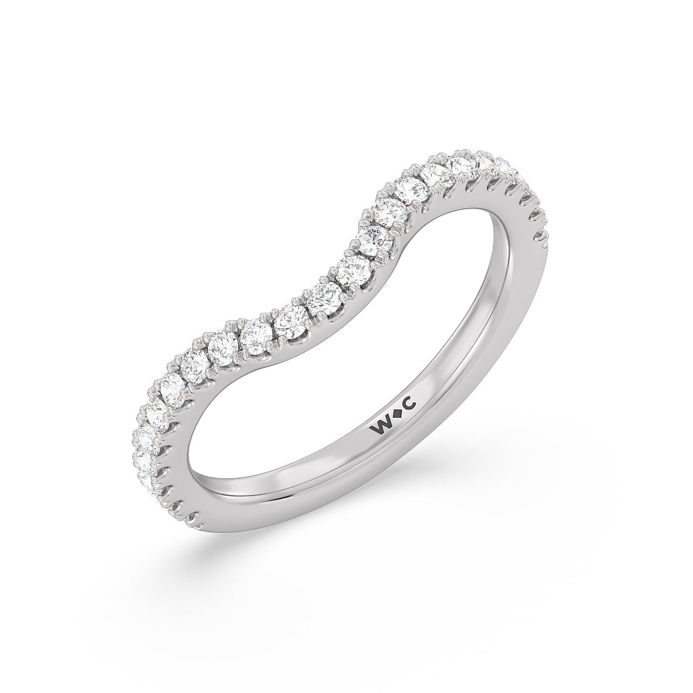 Elegance Split Shank Center Pave Diamond Wedding Band with Platinum Cut Diamond in 14KT Platinum view 4
