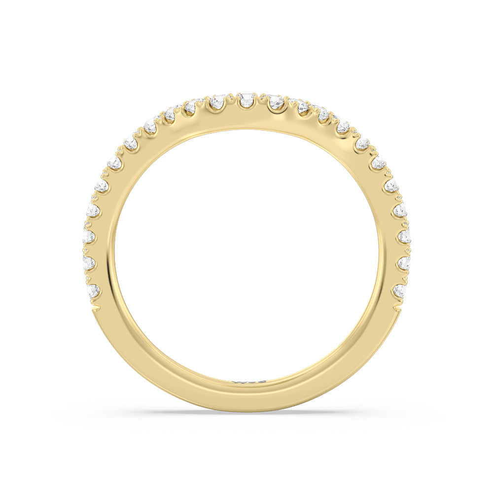 Elegance Split Shank Center Pave Diamond Wedding Band with 18KT Yellow Gold Cut Diamond in 14KT Yellow Gold view 2
