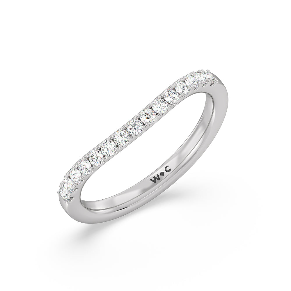 Elegance Split Shank Halo Diamond Wedding Band Size 4.5 with 14KT White Gold Cut Diamond in 14KT White Gold view 4
