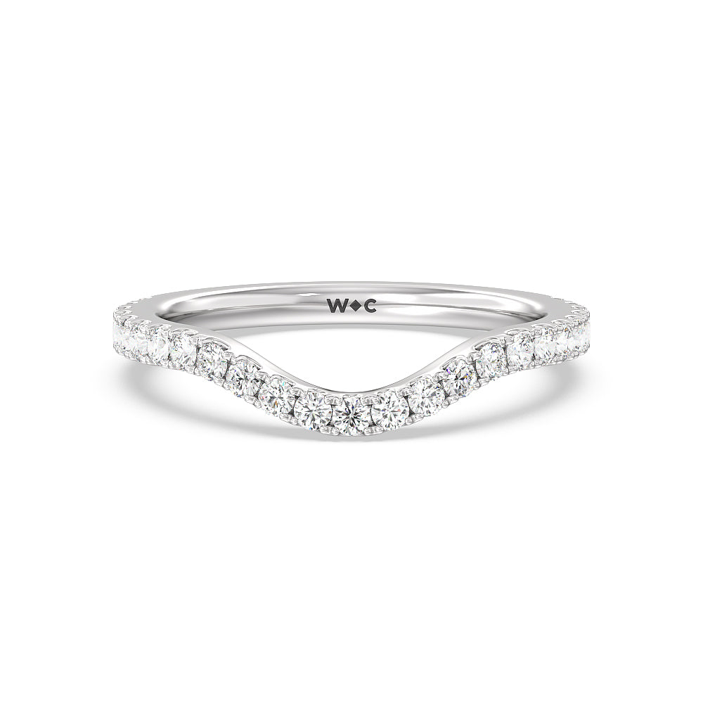 Elegance Hidden Halo and Pave Diamond Wedding Band with Platinum Cut Diamond in 14KT Platinum view 1

