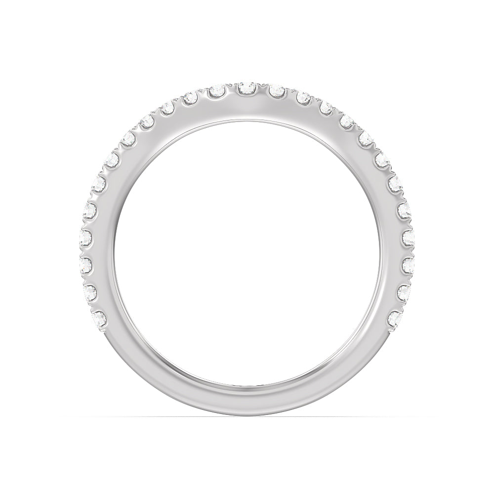Elegance Hidden Halo and Pave Diamond Wedding Band with Platinum Cut Diamond in 14KT Platinum view 2
