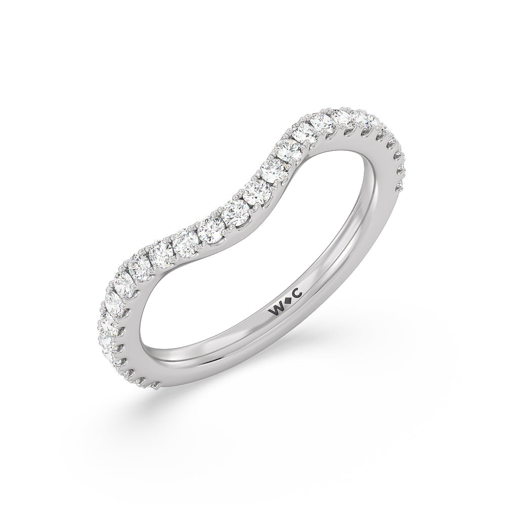 Elegance Hidden Halo and Pave Diamond Wedding Band with Platinum Cut Diamond in 14KT Platinum view 4
