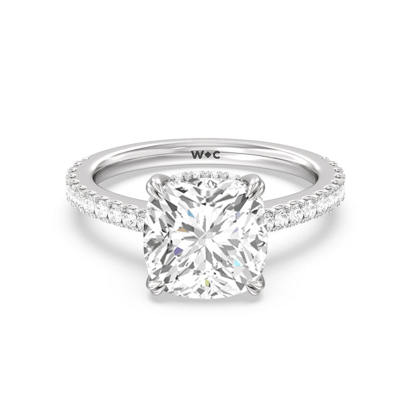 Elegance Hidden Halo and Pave Diamond Engagement Ring