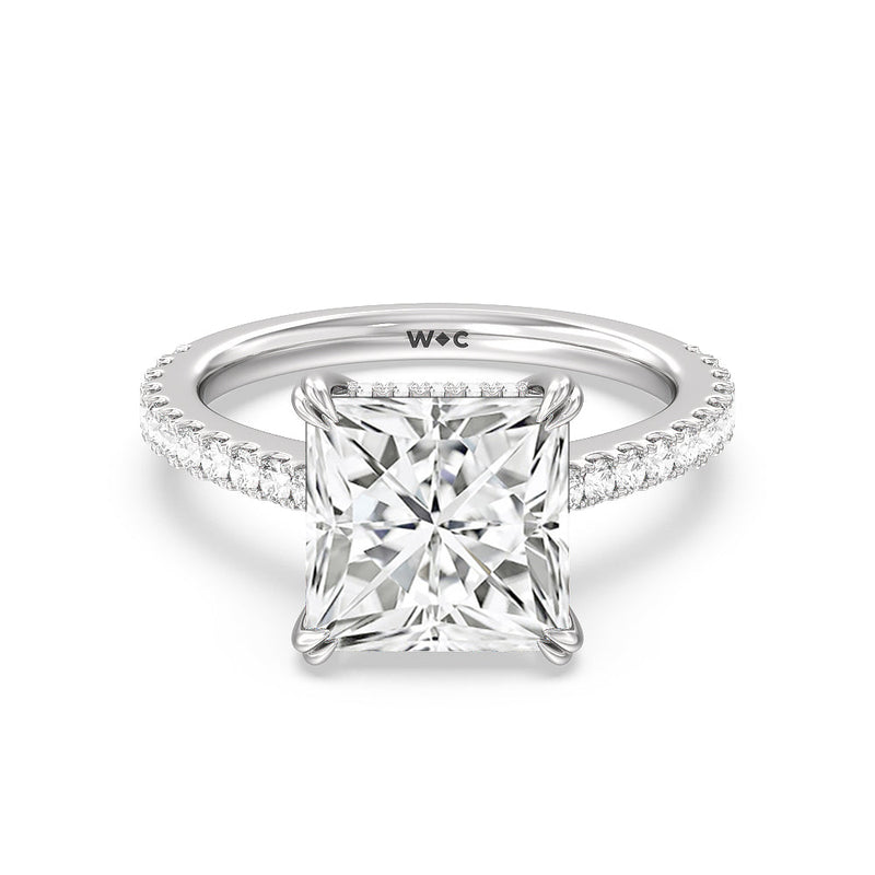 Elegance Hidden Halo and Pave Diamond Engagement Ring