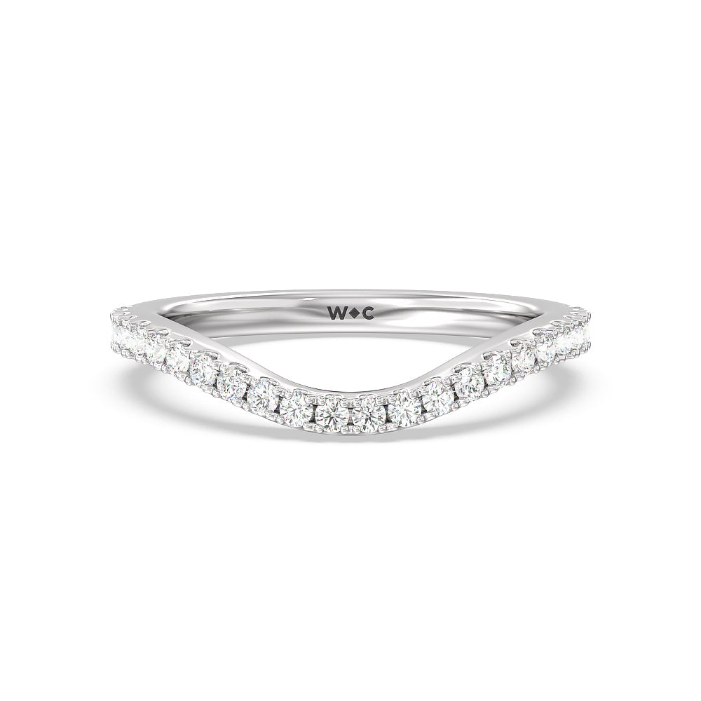 Elegance Side-Stone with Hidden Halo Diamond Wedding Band with Platinum Cut Diamond in 14KT Platinum view 1
