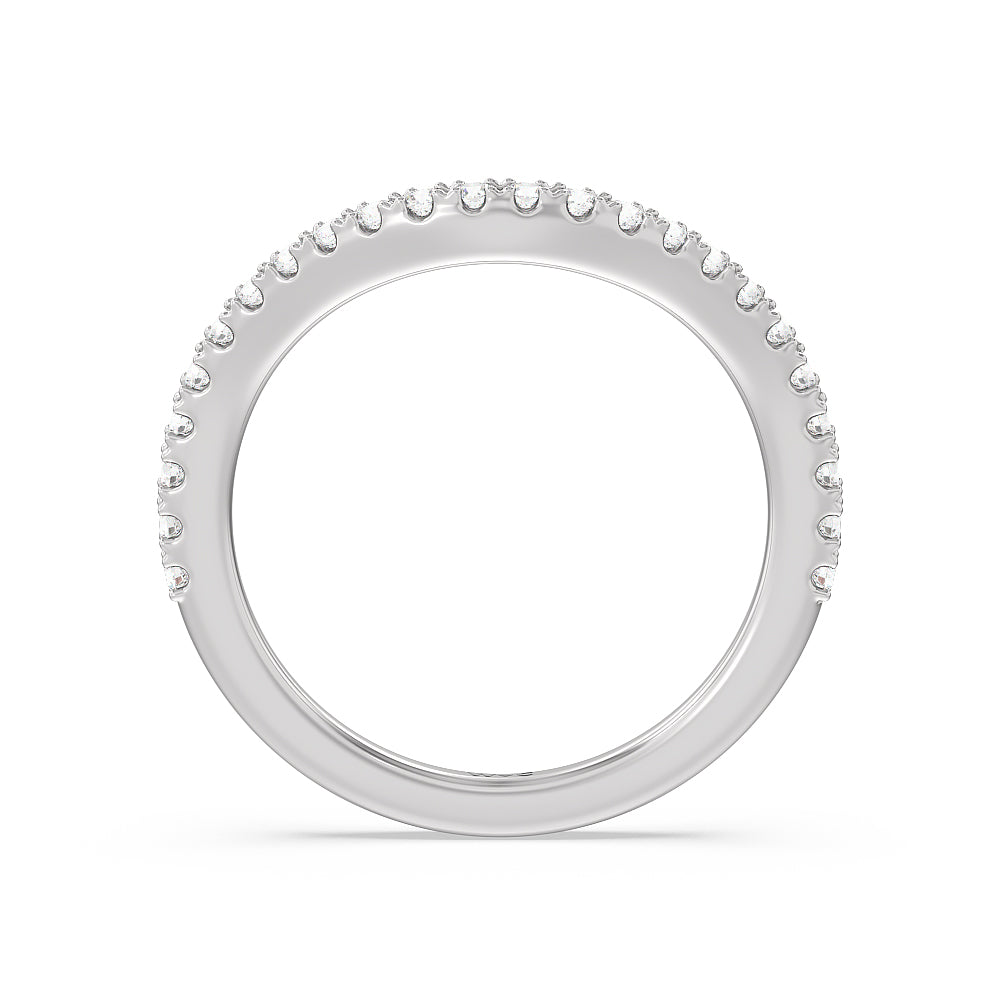 Elegance Side-Stone with Hidden Halo Diamond Wedding Band with Platinum Cut Diamond in 14KT Platinum view 2
