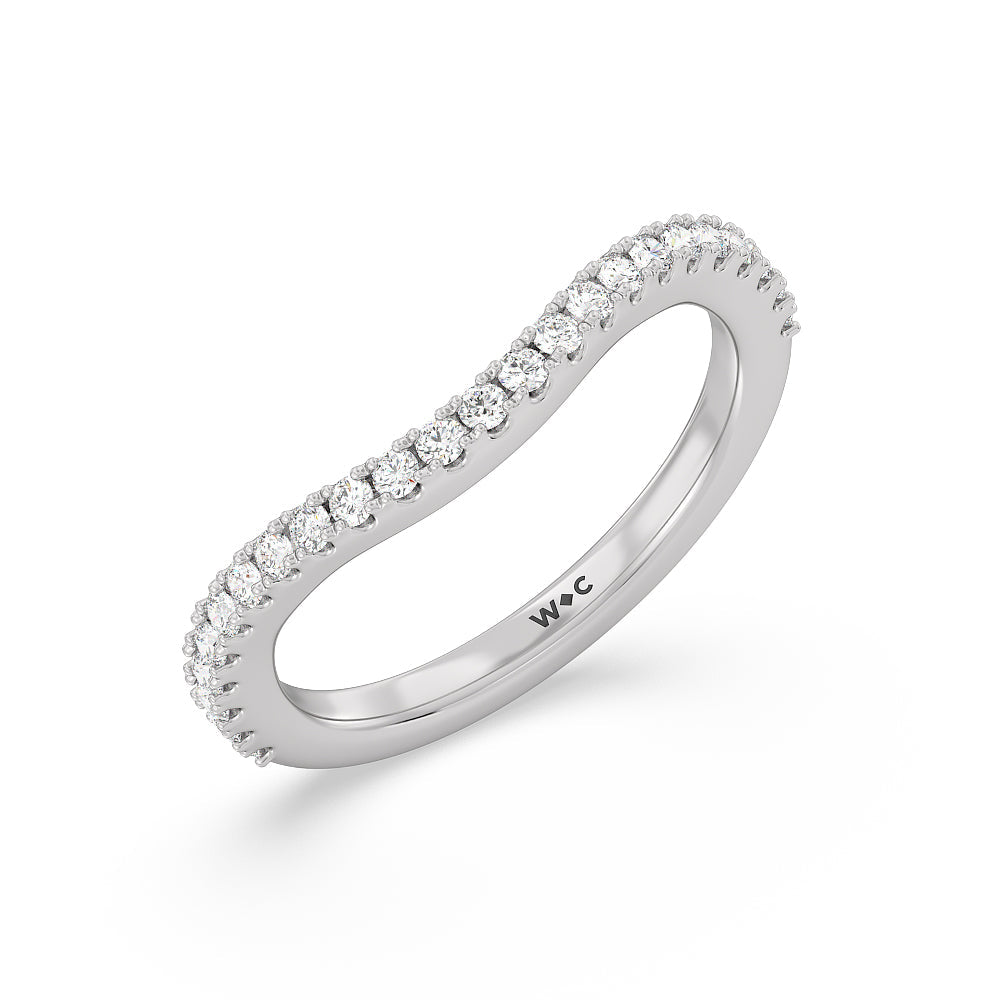 Elegance Side-Stone with Hidden Halo Diamond Wedding Band with Platinum Cut Diamond in 14KT Platinum view 4
