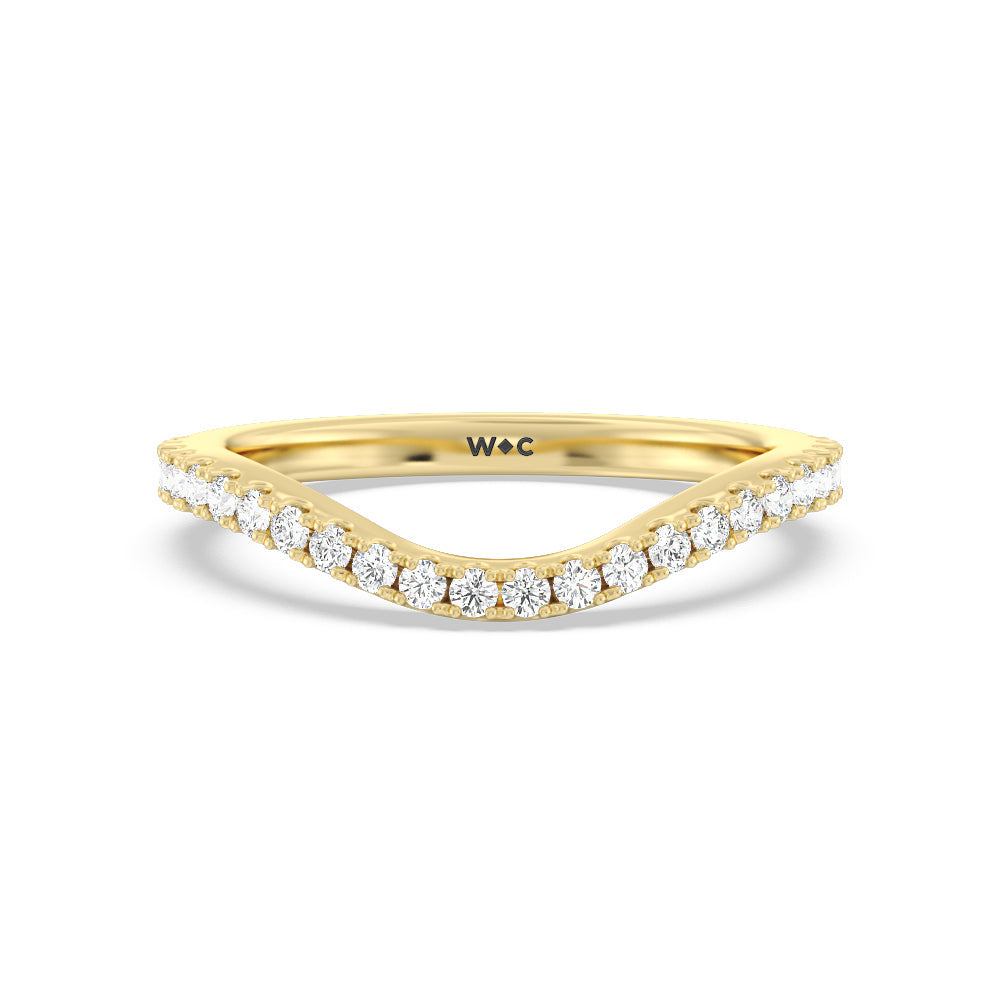 Elegance Side-Stone with Hidden Halo Diamond Wedding Band with 18KT Yellow Gold Cut Diamond in 14KT Yellow Gold view 1
