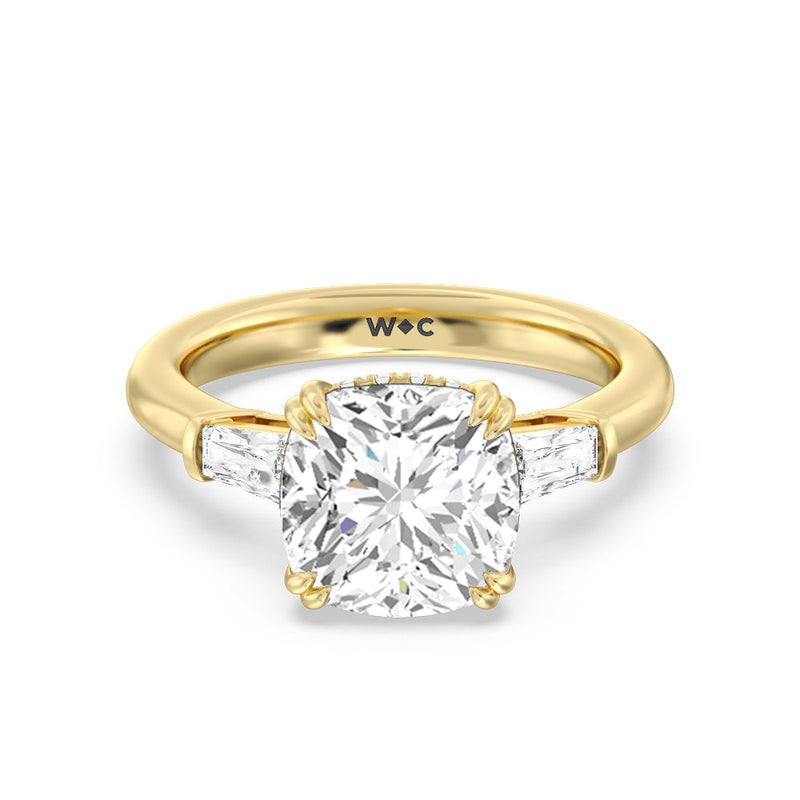 Elegance Baguette Side Stone Engagement Ring