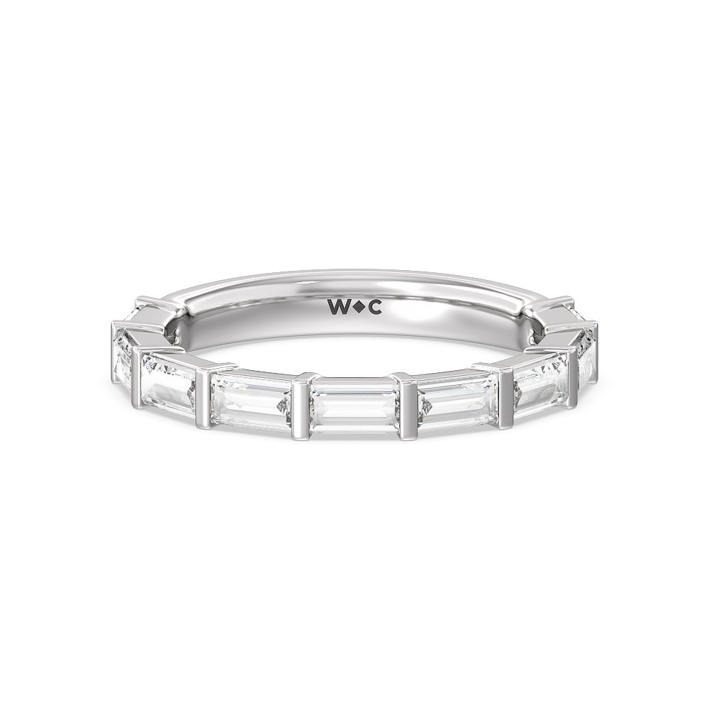 Elegance Baguette Side Stone Diamond Wedding Band with Platinum Cut Diamond in 14KT Platinum view 1
