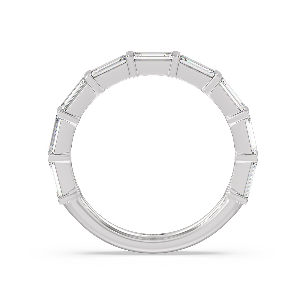 Elegance Baguette Side Stone Diamond Wedding Band with Platinum Cut Diamond in 14KT Platinum view 2
