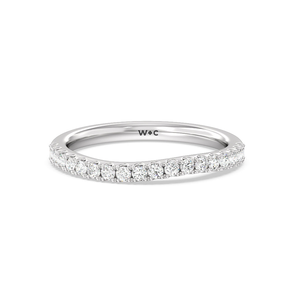 Elegance Bypass Hidden Halo Diamond Wedding Band with Platinum Cut Diamond in 14KT Platinum view 1
