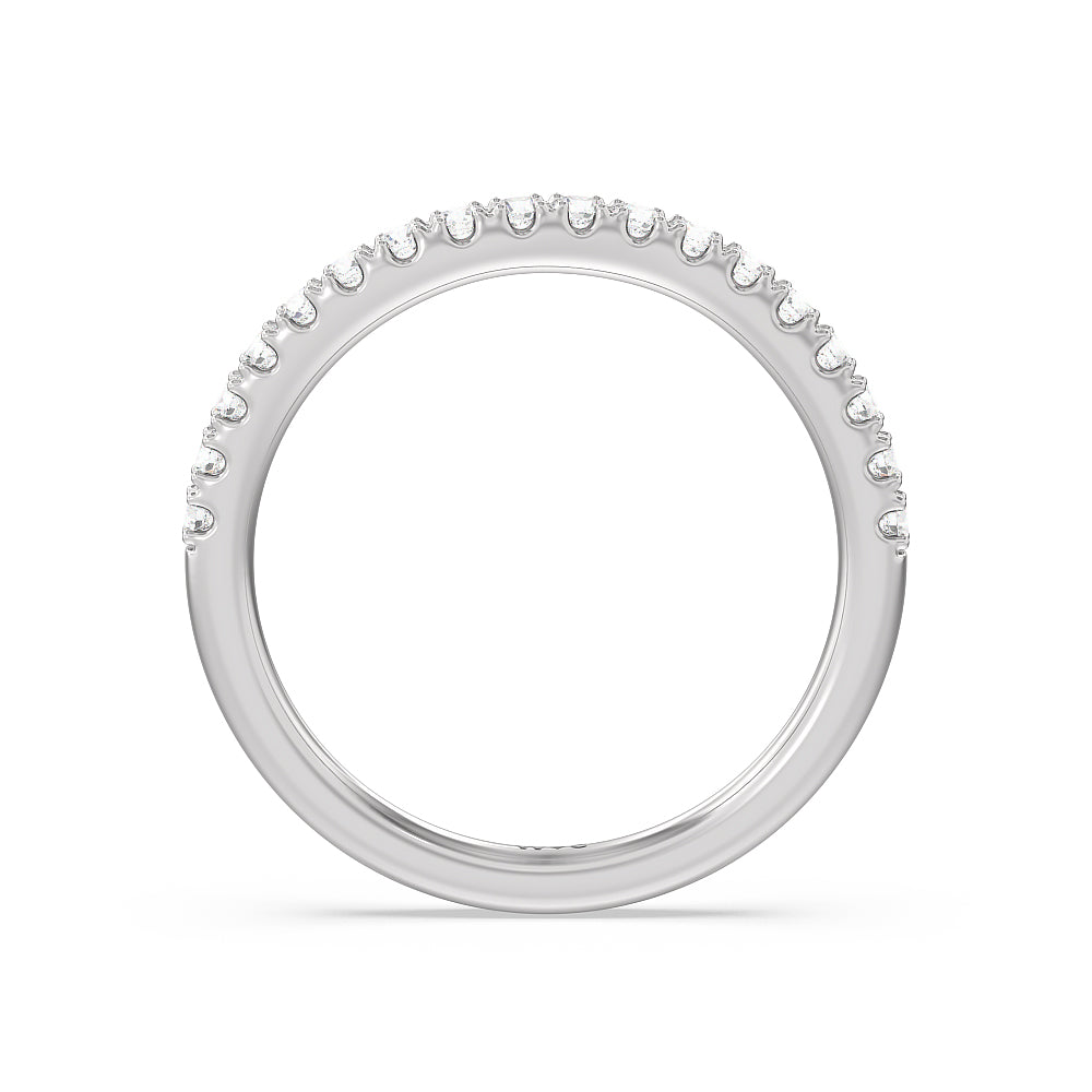 Elegance Bypass Hidden Halo Diamond Wedding Band with Platinum Cut Diamond in 14KT Platinum view 2

