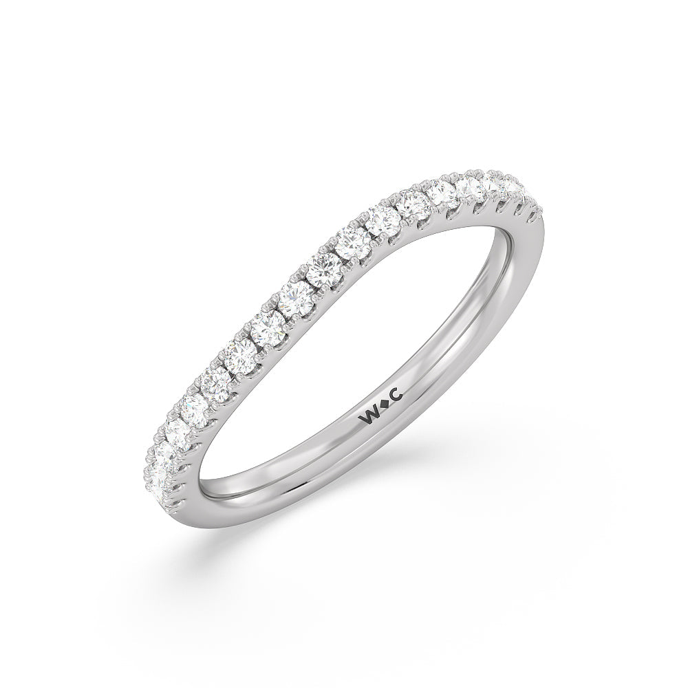 Elegance Bypass Hidden Halo Diamond Wedding Band with Platinum Cut Diamond in 14KT Platinum view 4
